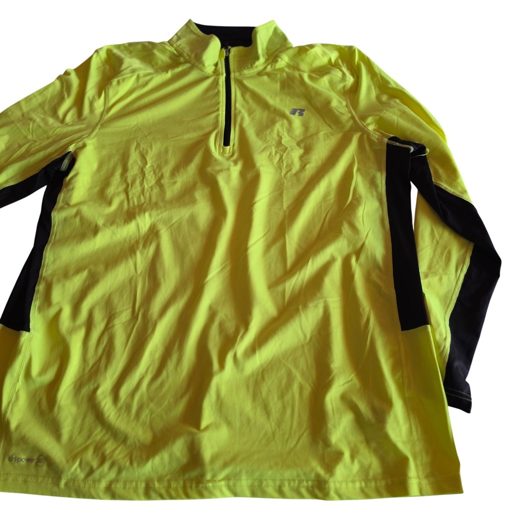 Russell Athletic Mens Dri-Power 360 Quarter Zip Training Top Neon Yellow Large